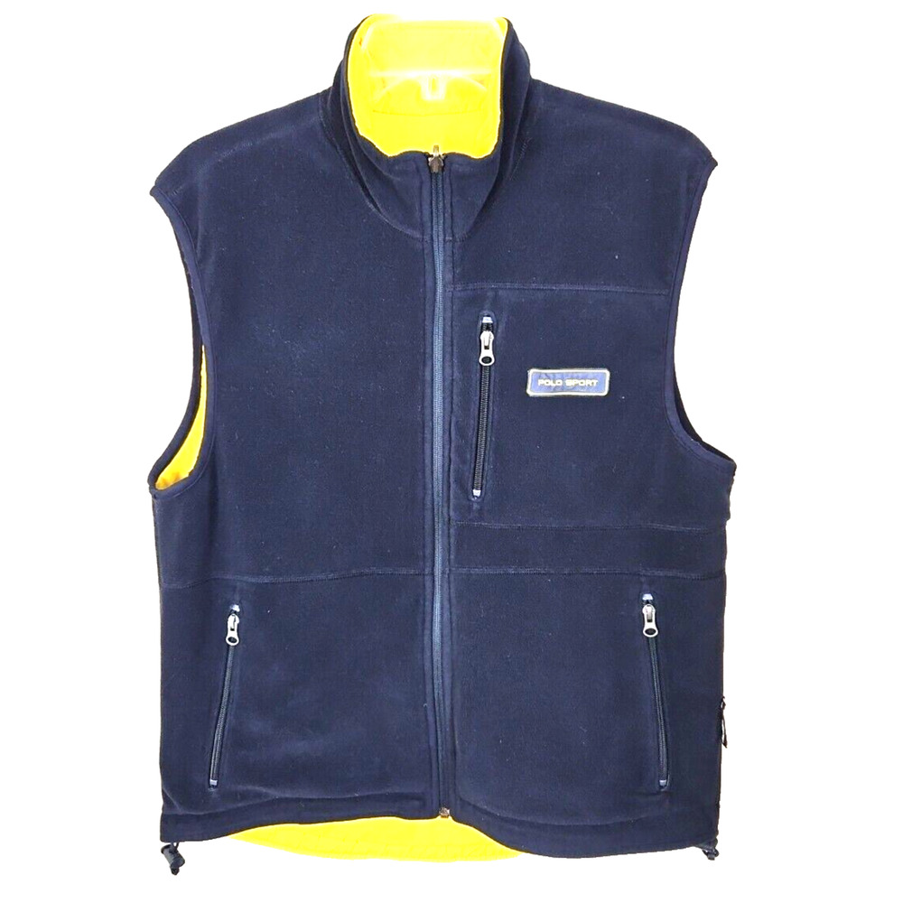 Polo Sport Ralph Lauren Vest mens Sz M blue Reversible Fleece Zip Polartec